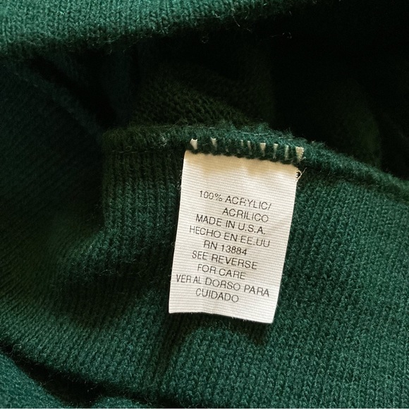 Vintage Izod Crest Logo Acrylic Cardigan Sweater Sz L USA Made Forest Green - Picture 6 of 8